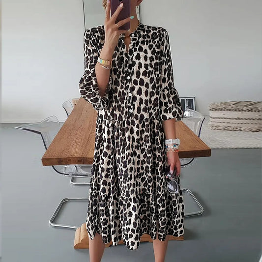 Rhea | Ibiza muodikas tyylikäs naisten mekko leopardikuosilla